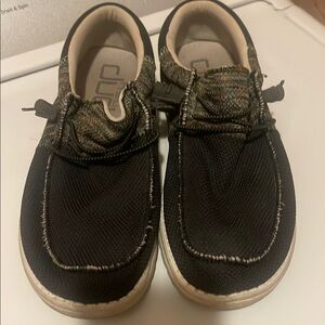 Hey Dude Black and Green Moccasins with Contrast Sole